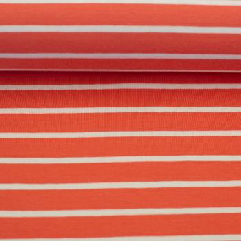 Preview: Baumwolljersey Isa Streifen Orange/Weiß  by Swafing